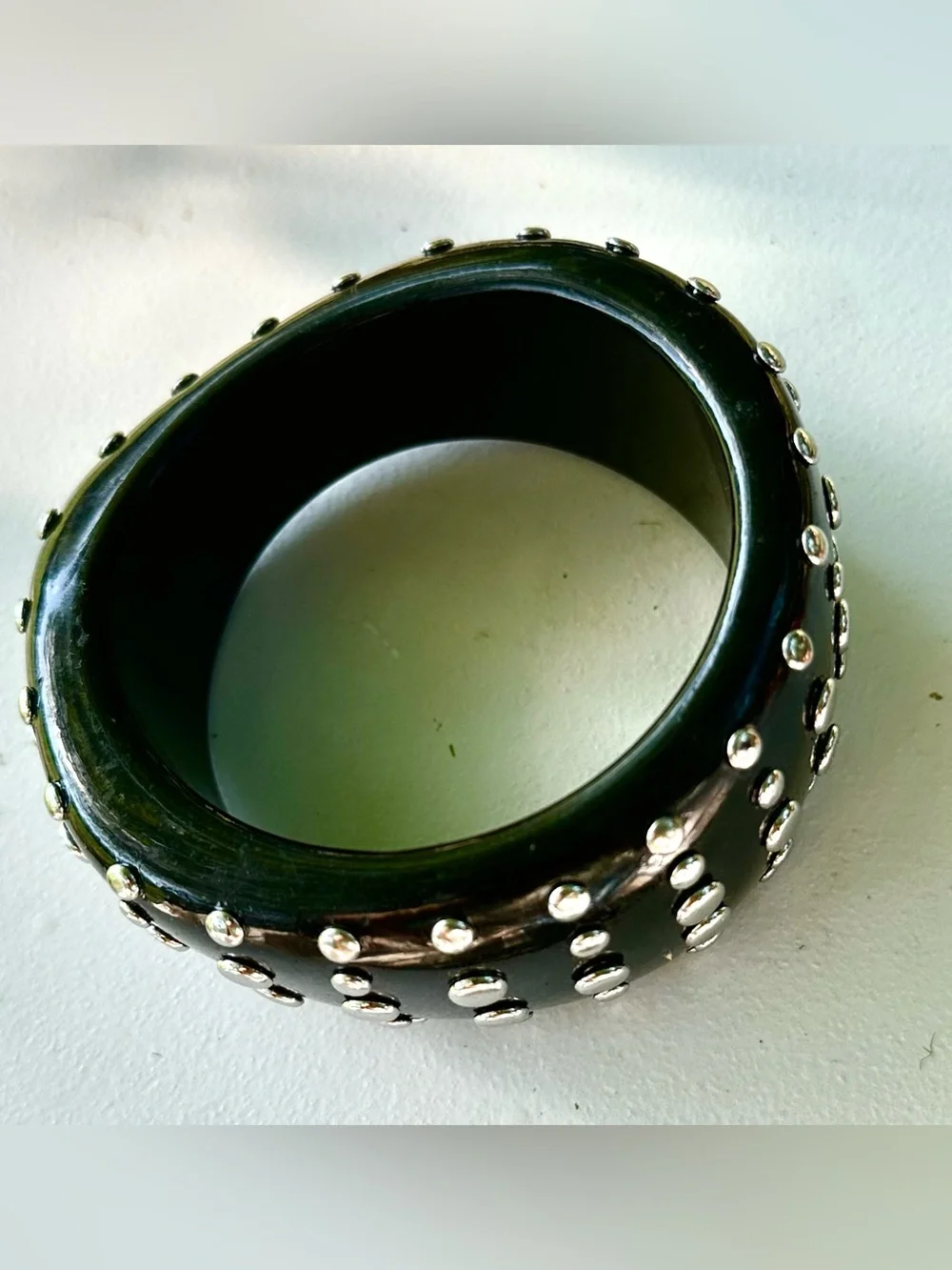 Zara Black Wide Studded Bangle Bracelet